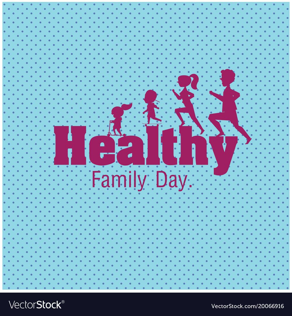 Healthy family day jogging blue background