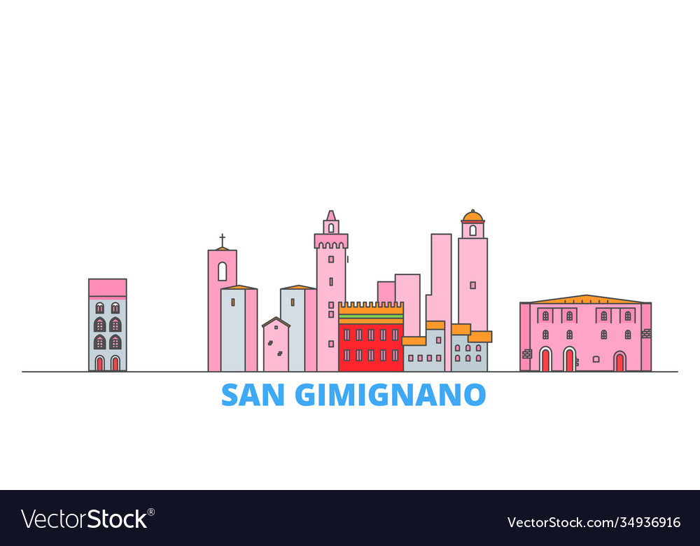 Italy san gimignano city line cityscape flat