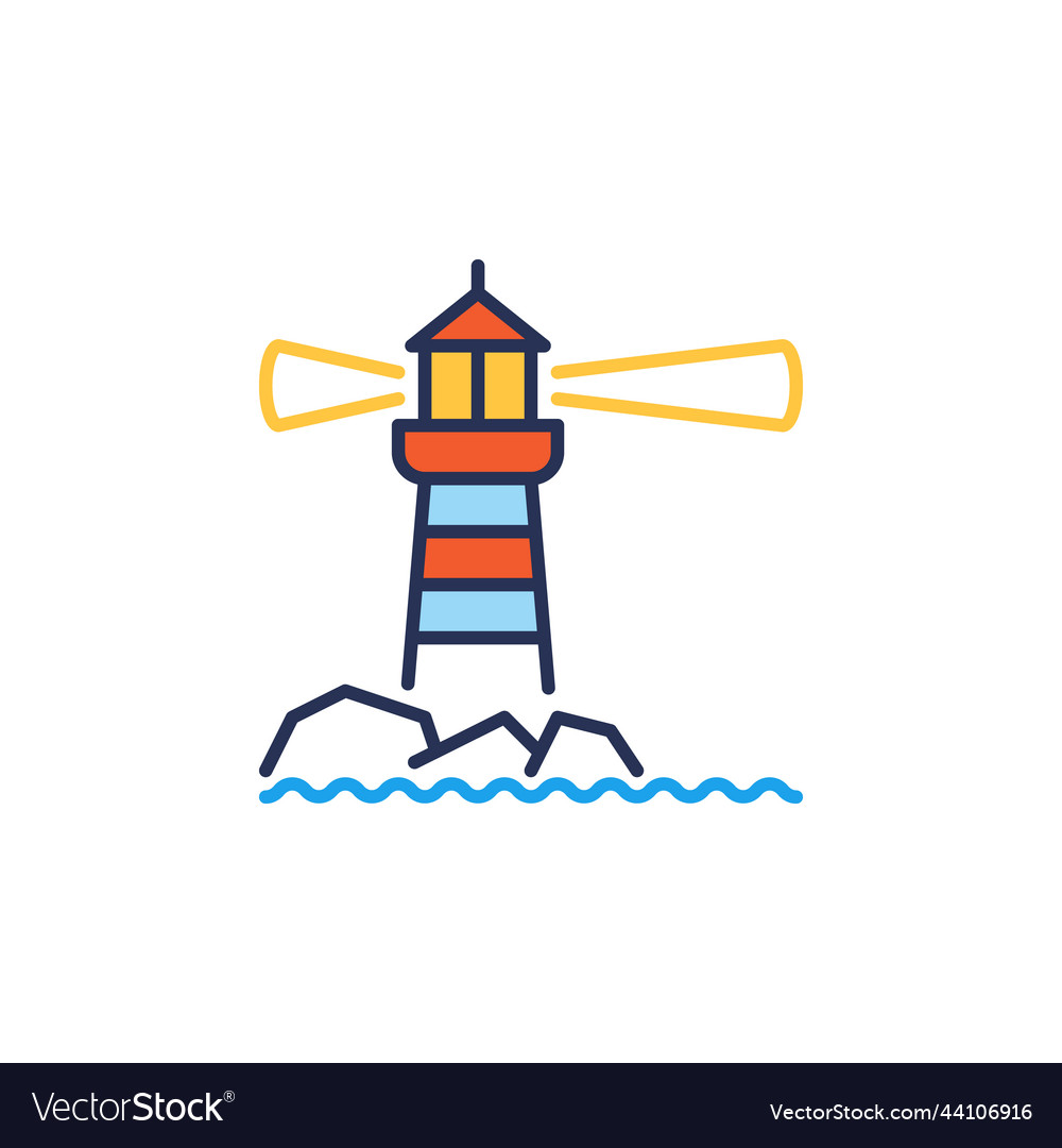 Lighthouse on cliff concept colored icon