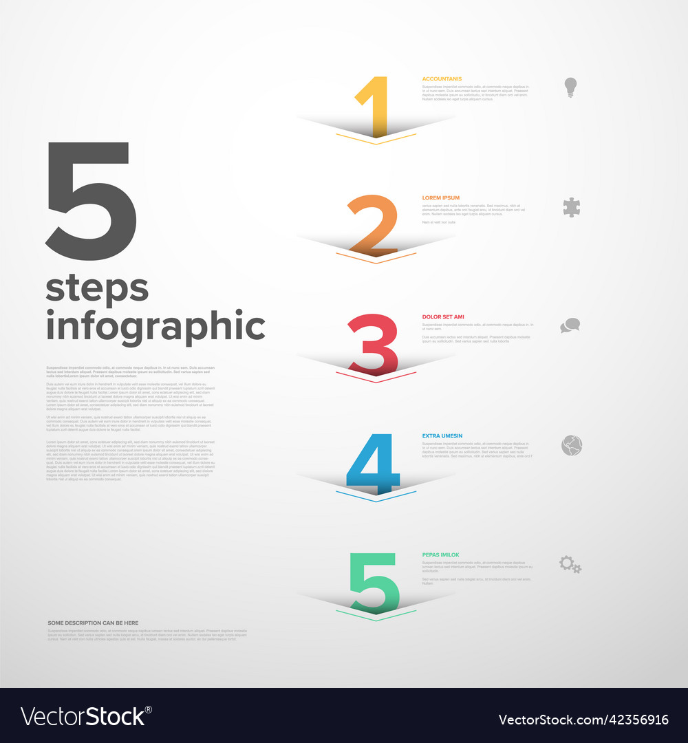 Progress five vertical steps template Vector Image Progress five vertical steps template
