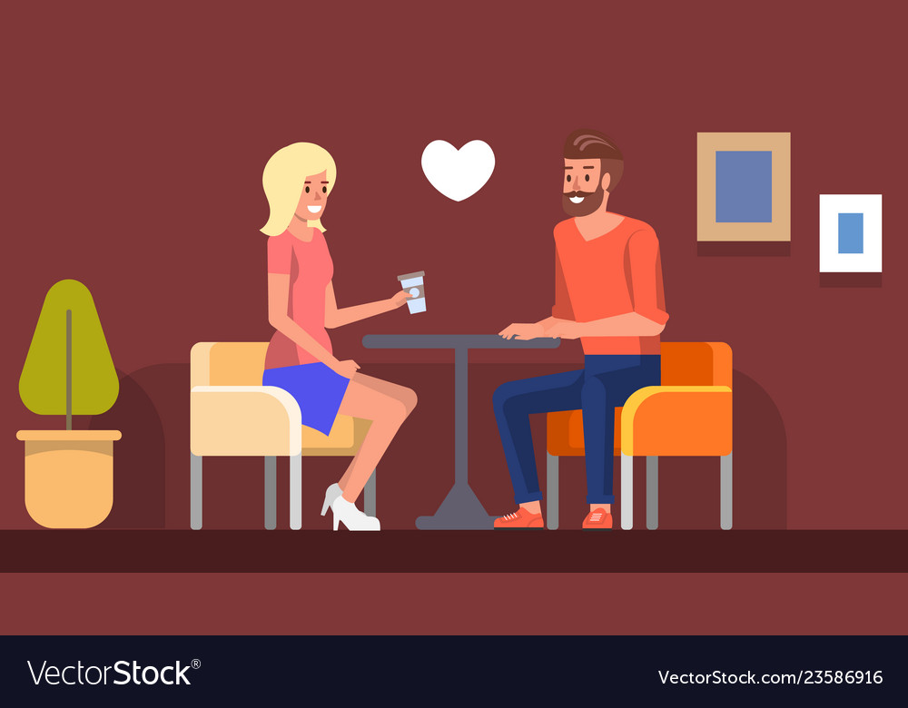 Romantic date in cafe girl meeting boyfriend flat