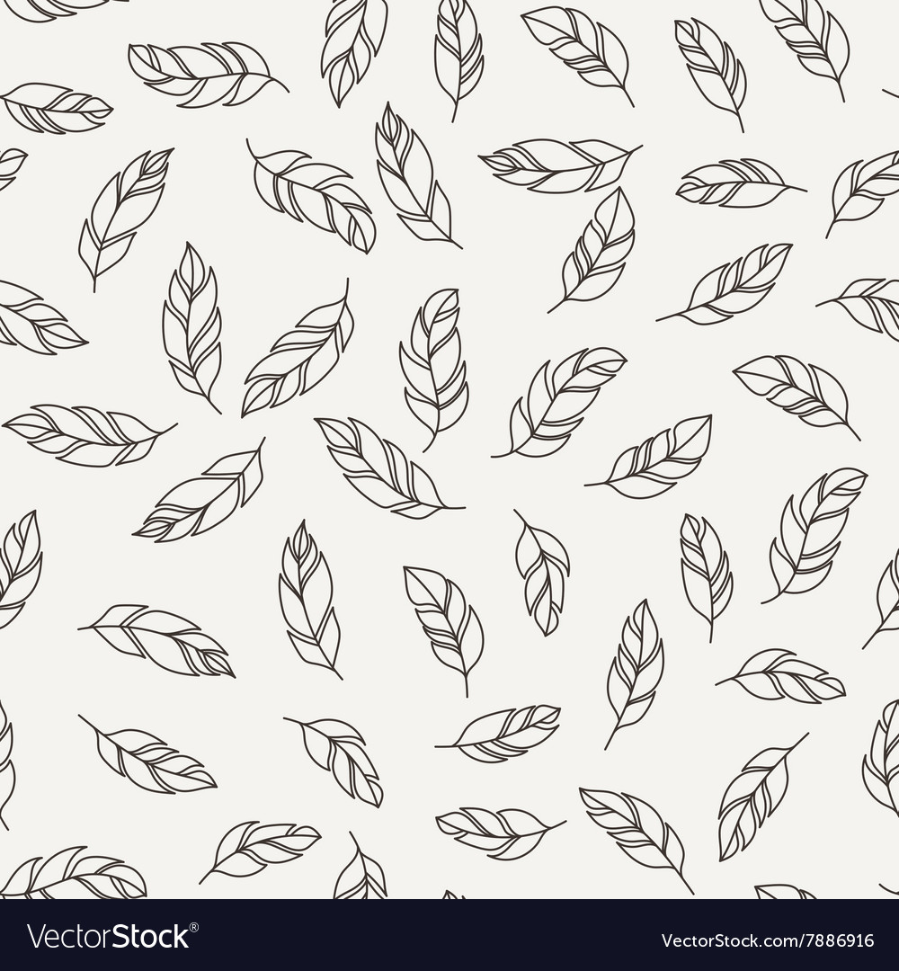 Seamless pattern of feathers doodle