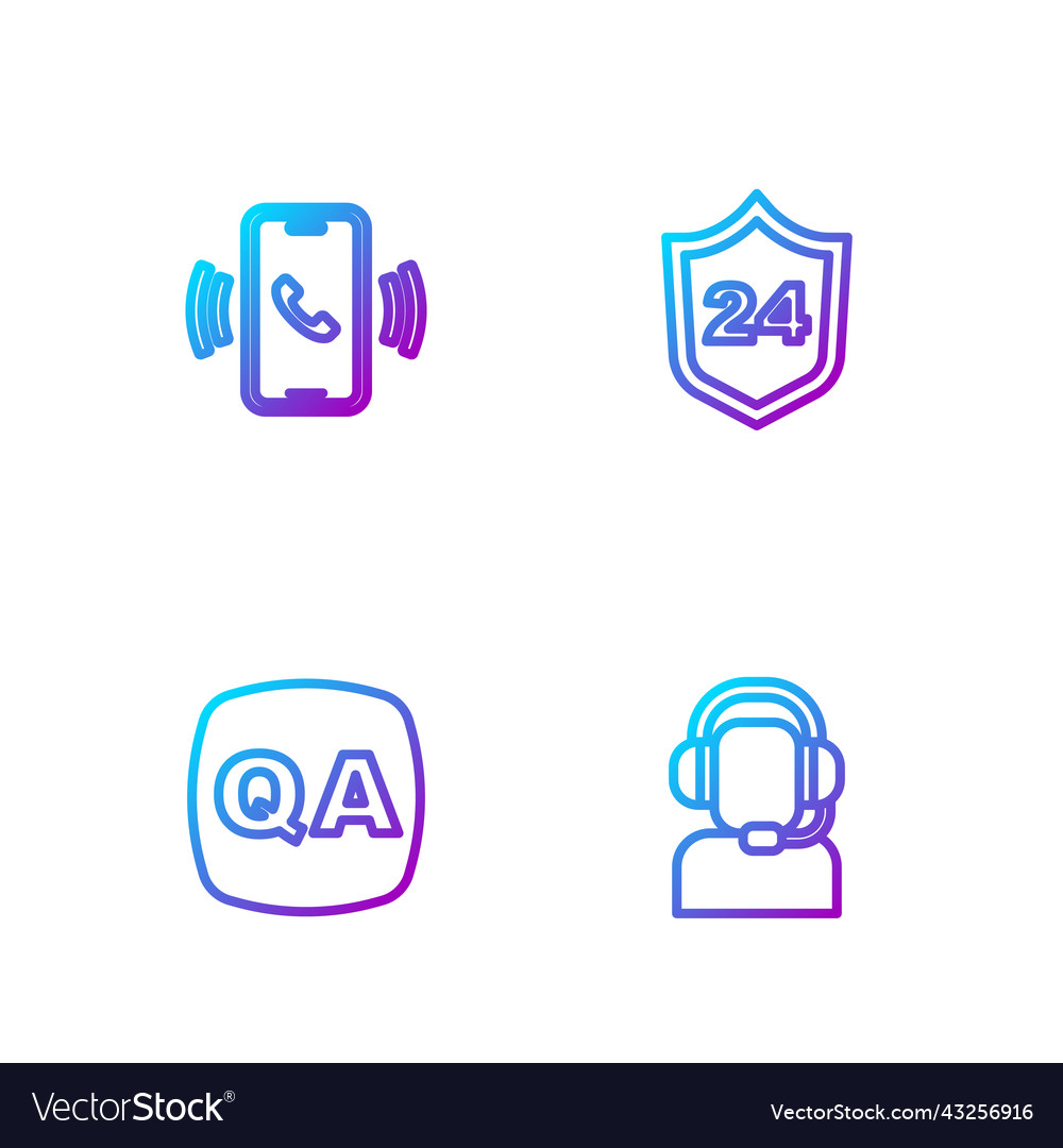 Set line man with a headset question and answer Vector Image Set line man with a headset question and answer