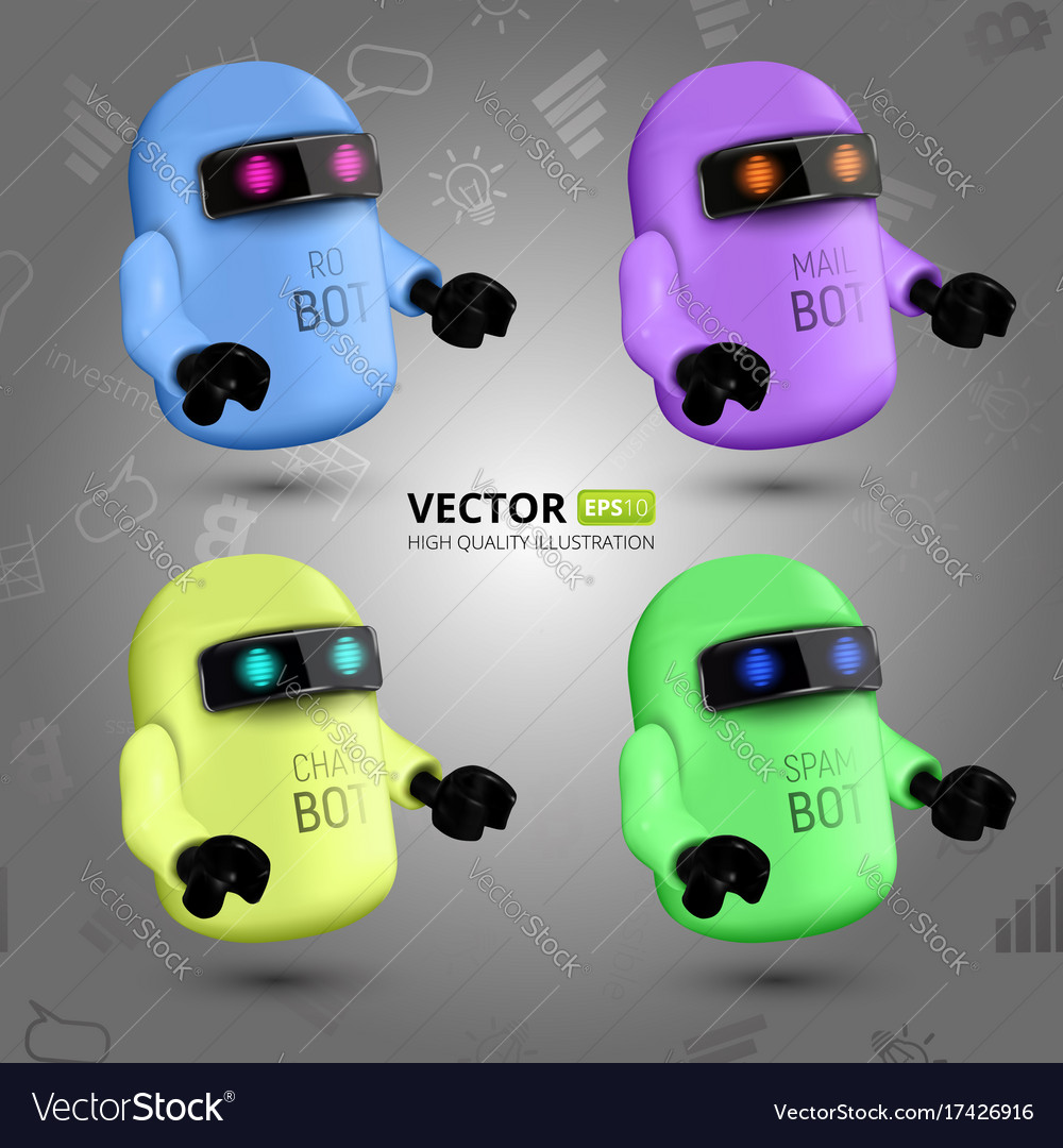 Set with four colorful chat bots
