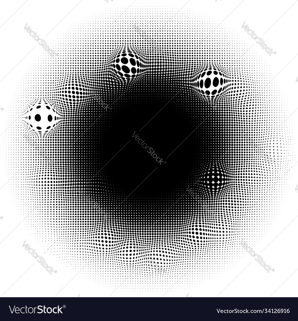 Spherical distortion halftone dots element orb vector image Spherical distortion halftone dots element orb