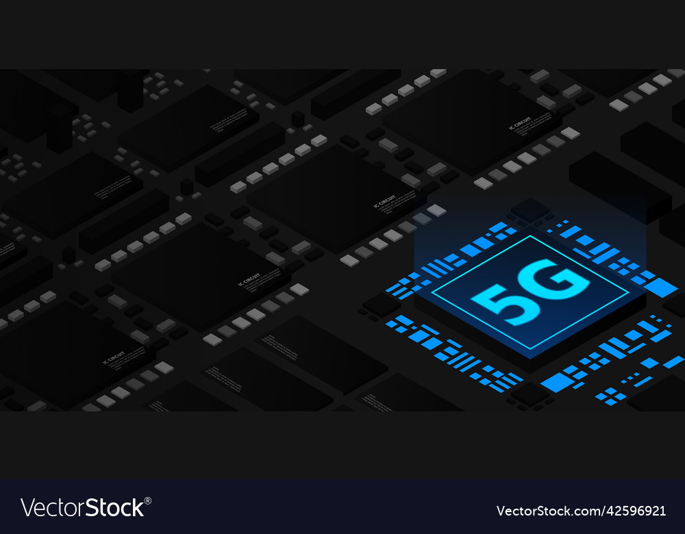 5g network processor mobile wireless internet vector image 5g network processor mobile wireless internet