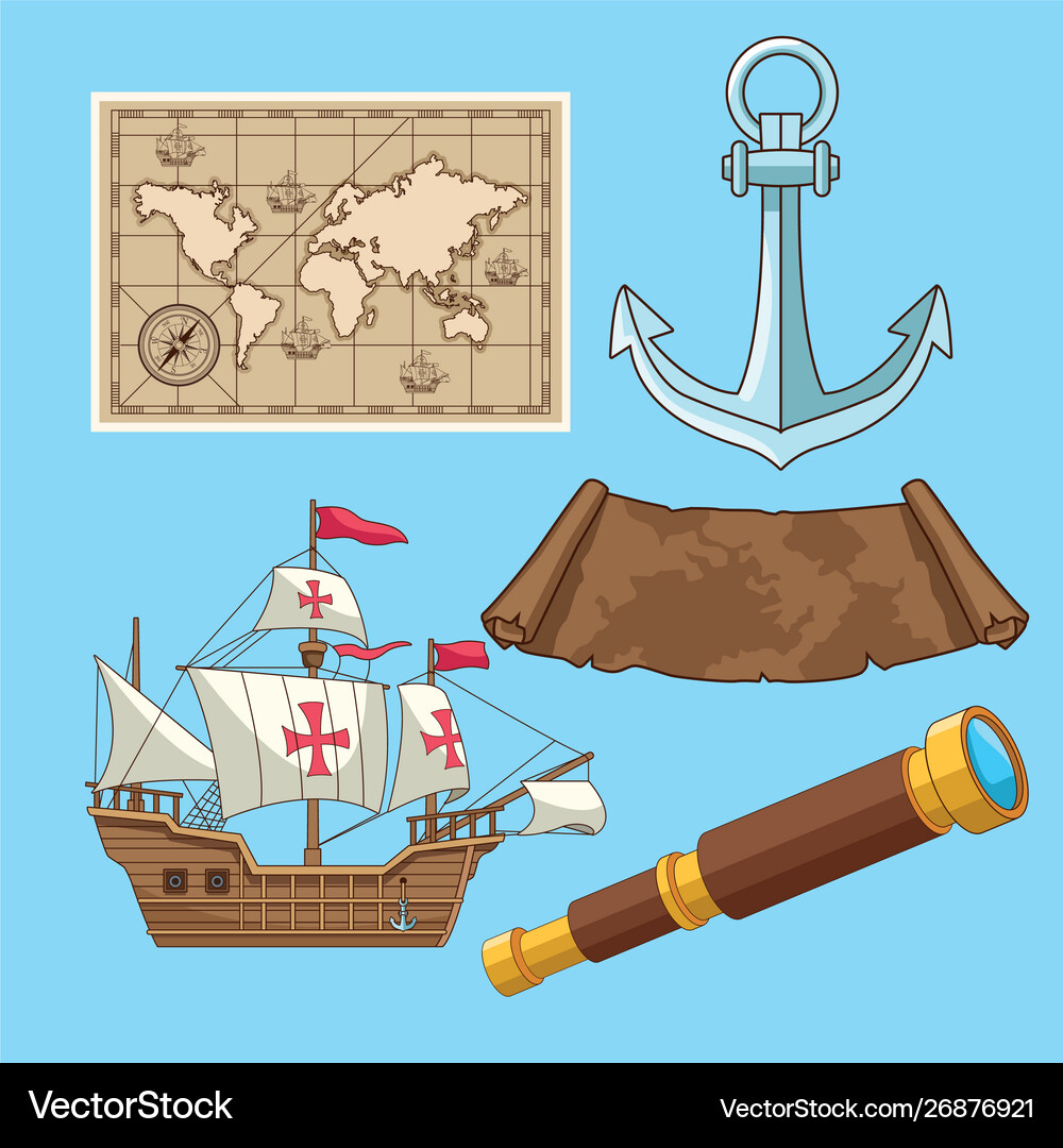 Antique sea navigation set tools Royalty Free Vector Image