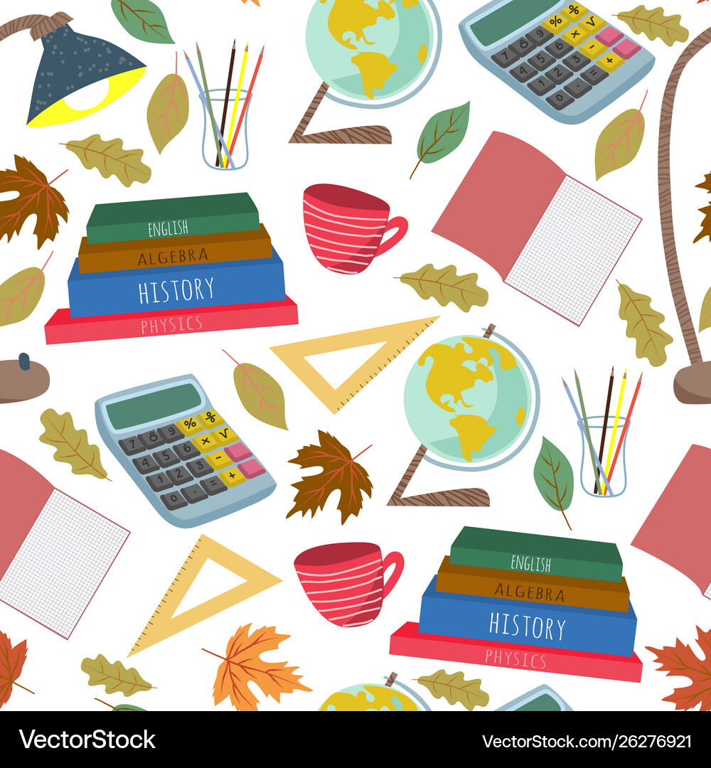 Back to school flat seamless pattern Royalty Free Vector