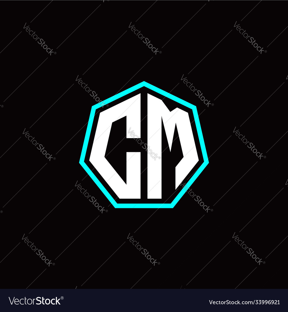 C m initials modern polygon logo template