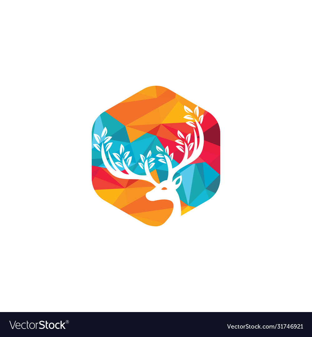 Deer leaf antlers logo design