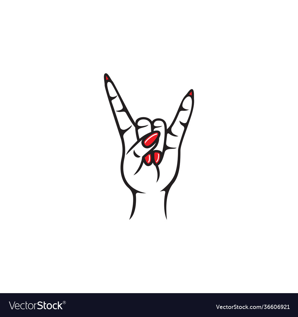 Devil woman rock and roll sign Royalty Free Vector Image