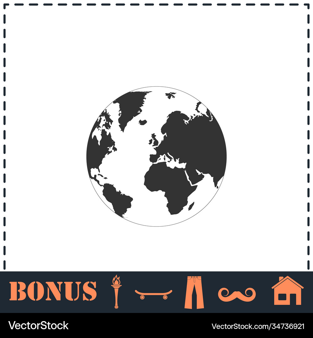 Earth icon flat Royalty Free Vector Image - VectorStock