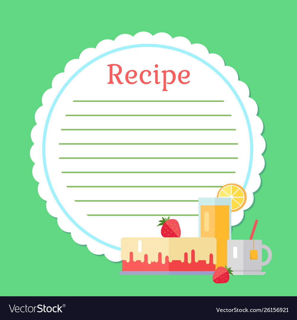 Empty cookbook with strawberry cake drink Vector Image Empty cookbook with strawberry cake drink