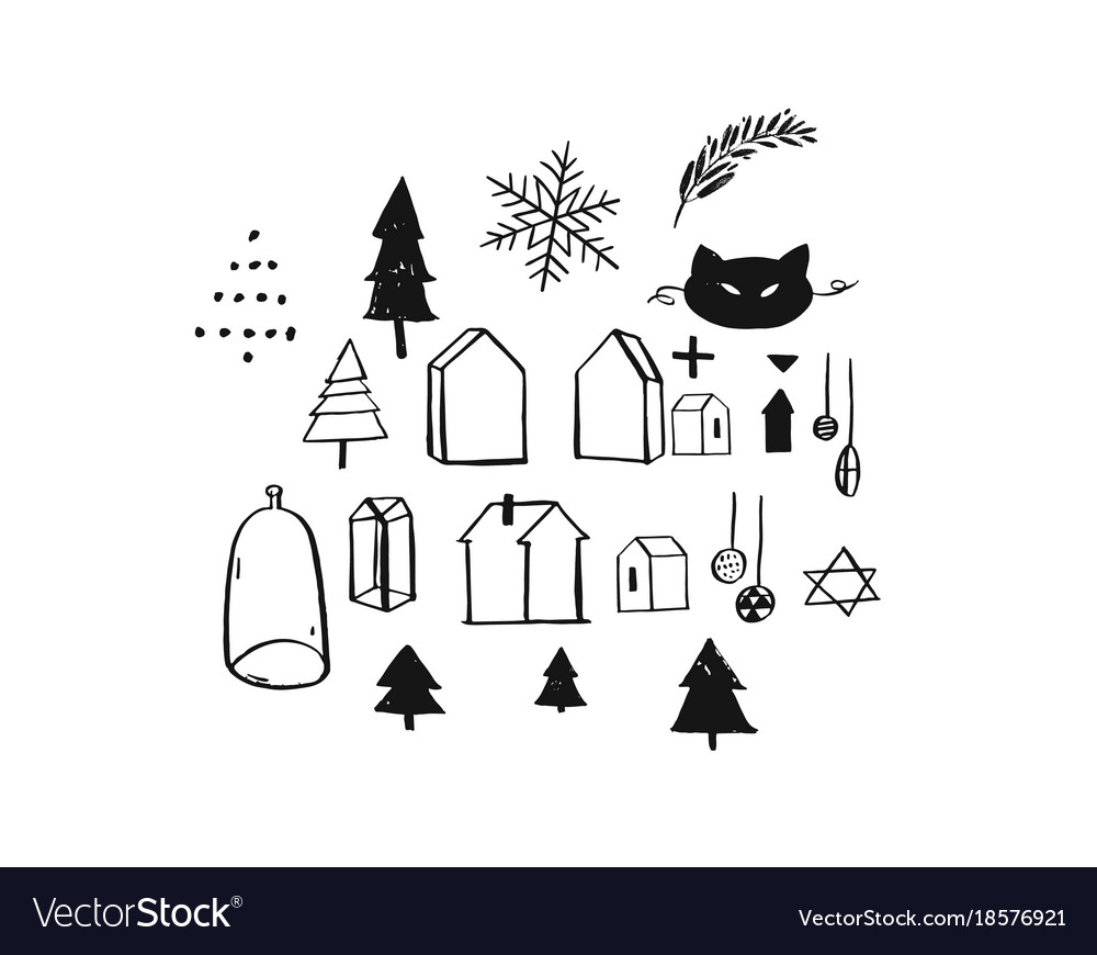 Hand drawn merry christmas rough freehand