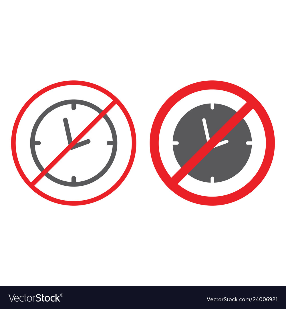 No clock line and glyph icon prohibited ban Vector Image