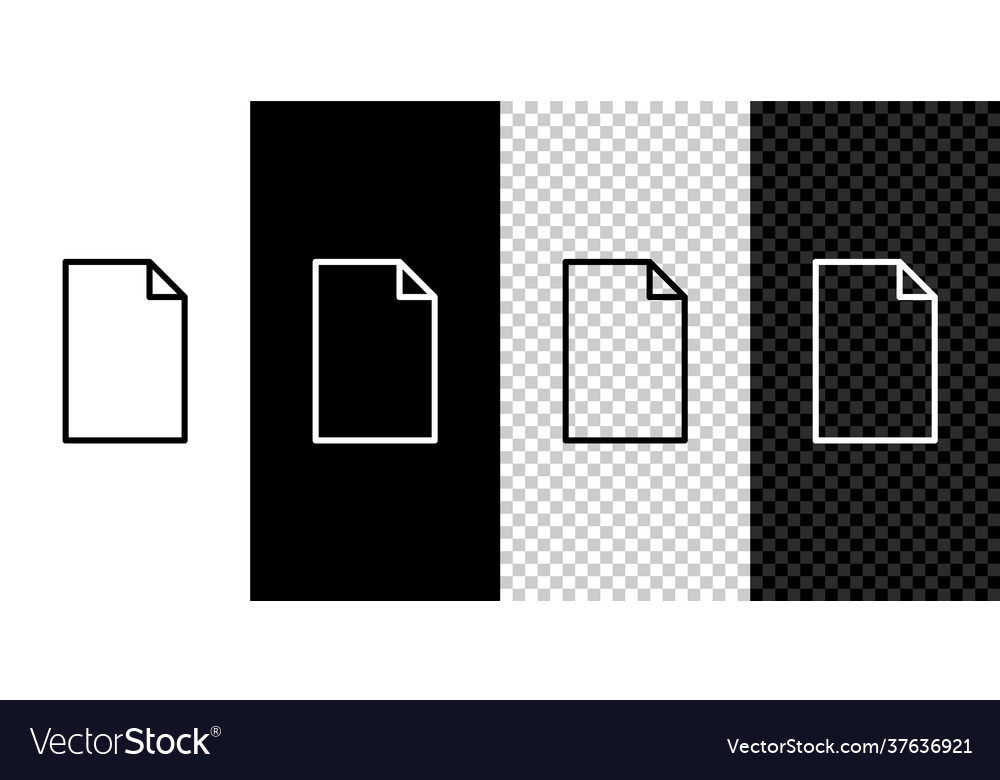 Set line empty document icon isolated on black vector image Set line empty document icon isolated on black