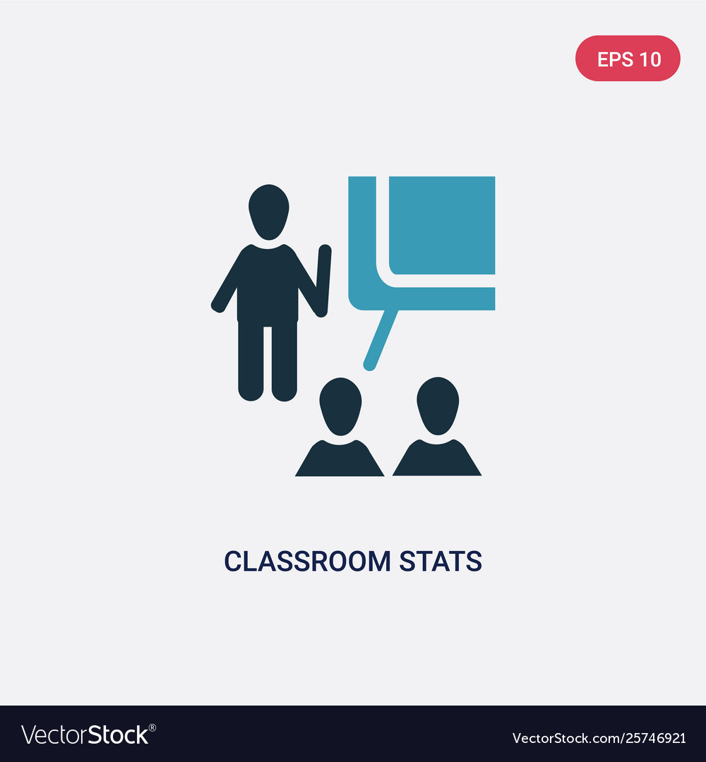 Two color classroom stats icon from people