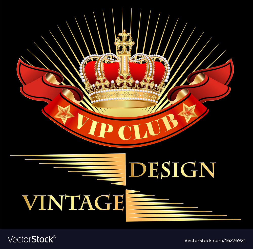 Vintage background with crown and ribbon with Vector Image