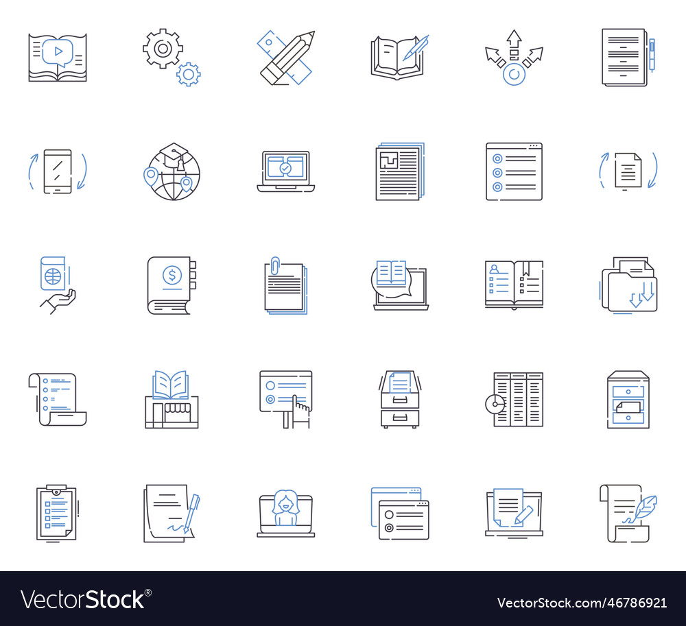 Web-based training line icons collection e