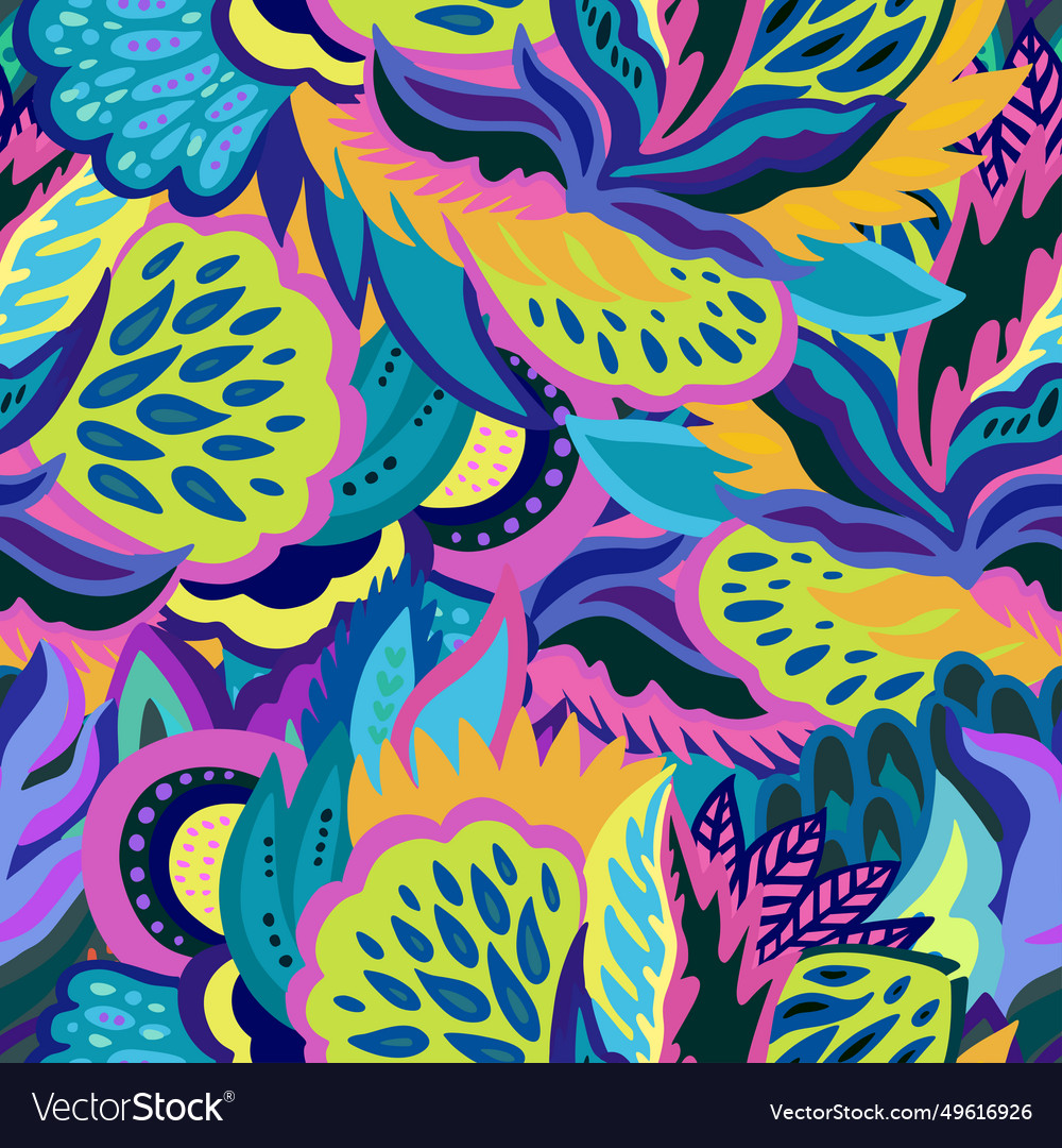 Bright seamless psychedelic pattern with abstract