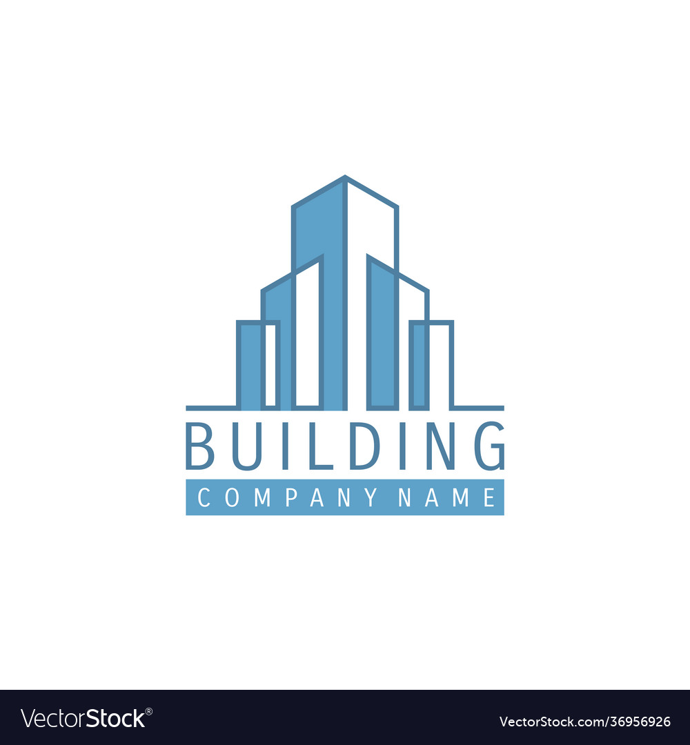 Building icon logo with line art style Royalty Free Vector