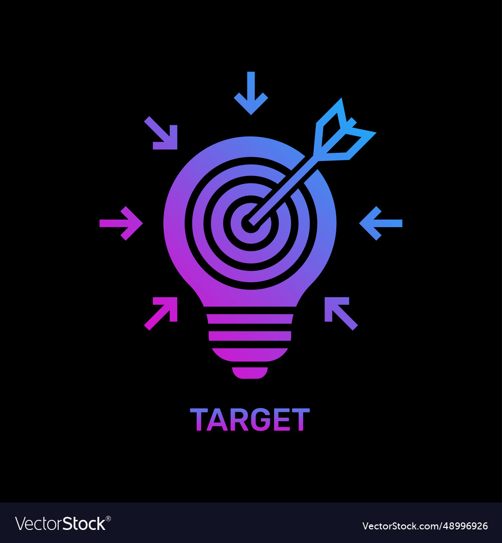 Bulb and target board icon with arrow Vector Image Bulb and target board icon with arrow