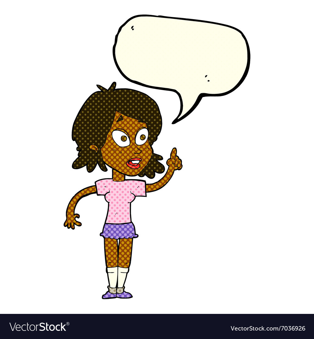 Cartoon woman asking question with speech bubble Vector Image