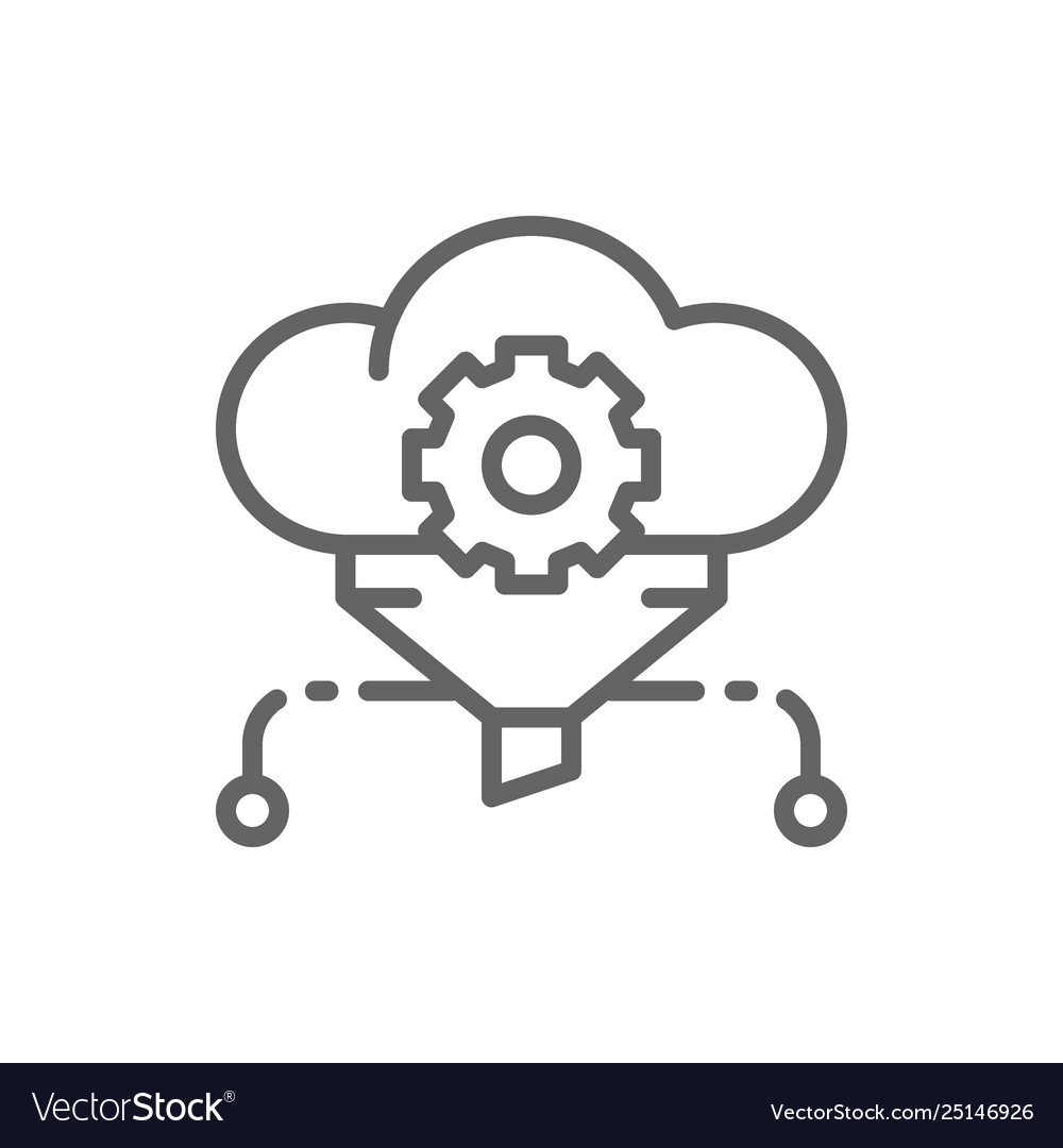 Cloud filter big data service database line icon