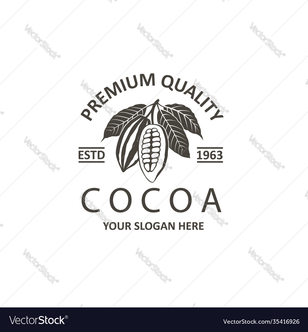 Cocoa beans label Royalty Free Vector Image VectorStock