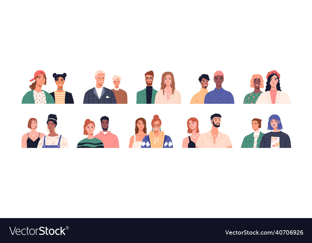 Diverse Paare Freunde und Partnerporträts