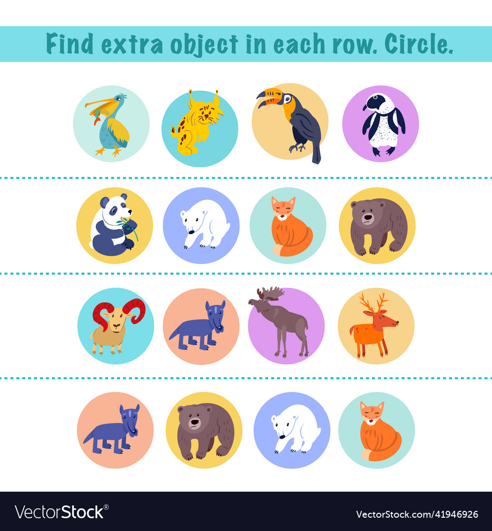 Find extra object on each row circle game