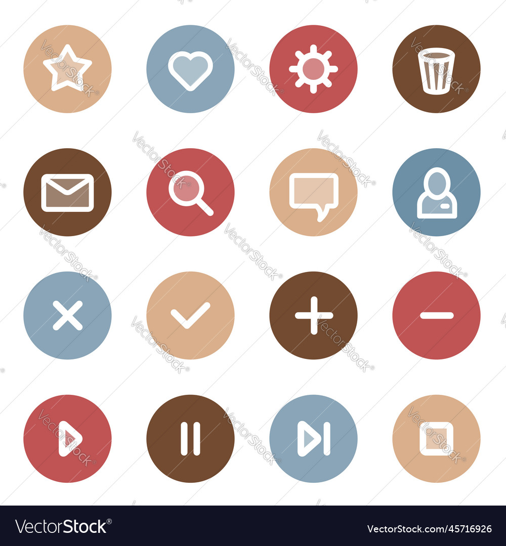 Flat ui design elements - set of basic web icons vector image Flat ui design elements - set of basic web icons