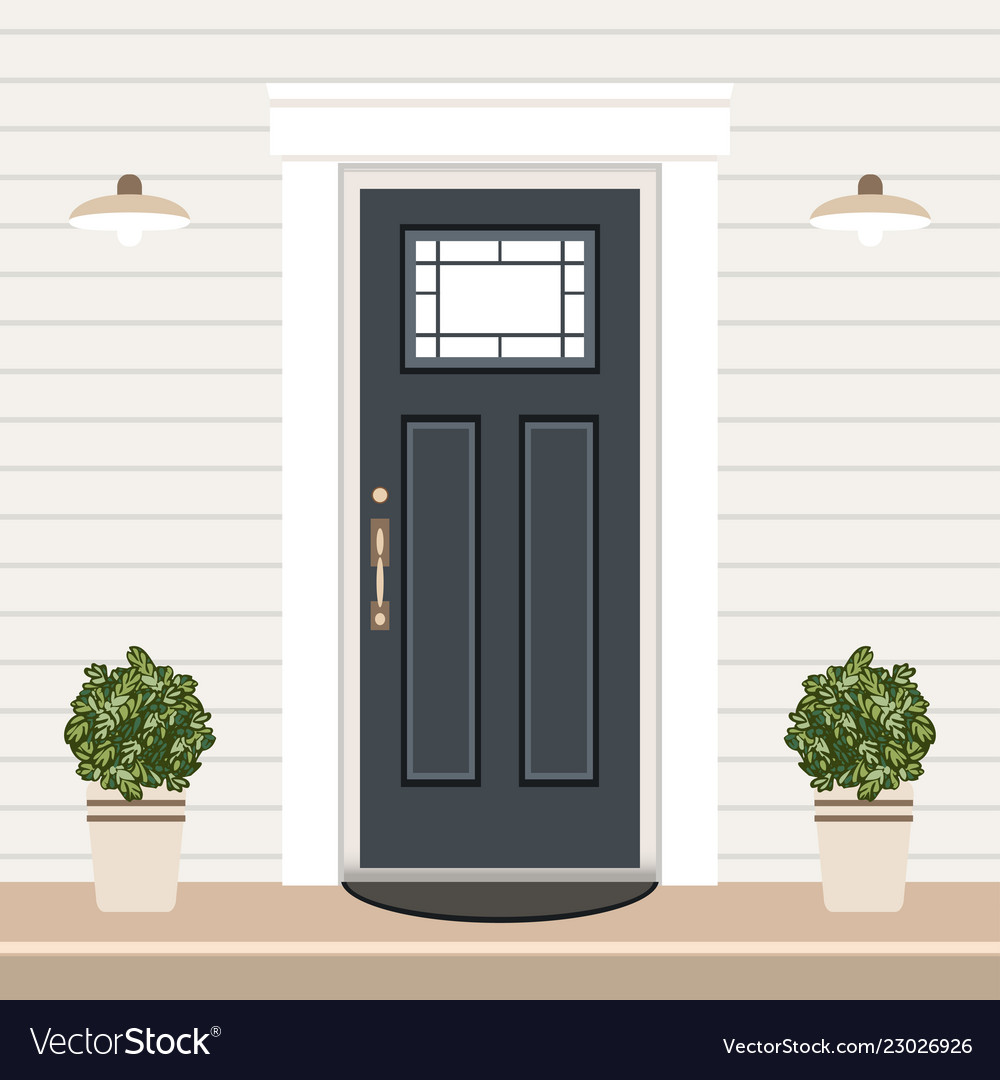 House door front with doorstep and steps porch Vector Image