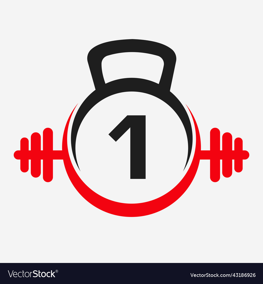 Letter 1 fitness logo design sport gym icon