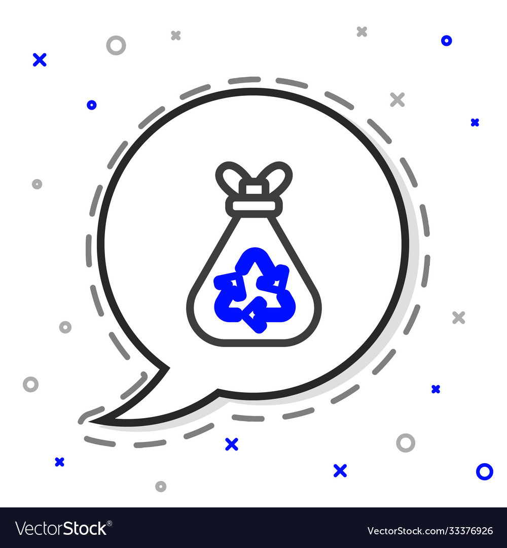 Line garbage bag with recycle symbol icon isolated Vector Image Line garbage bag with recycle symbol icon isolated