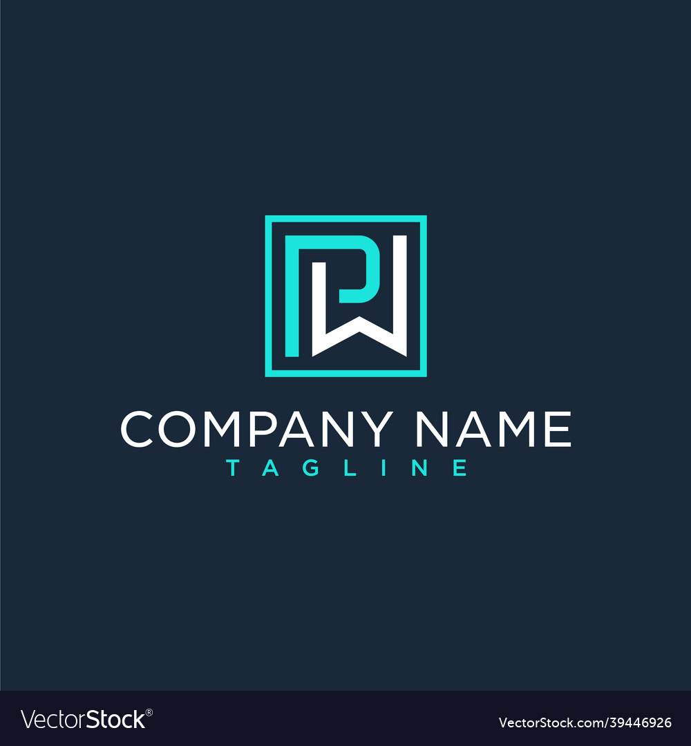 Pw wp initial logo luxury design inspiration vector image Pw wp initial logo luxury design inspiration