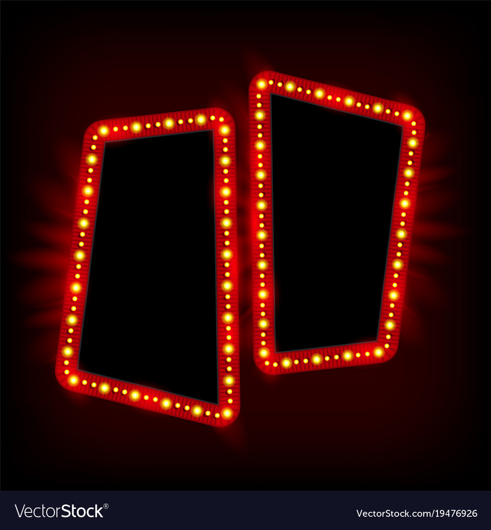 Retro Showtime 1950s Frame Design Neon Lamps Vector Image