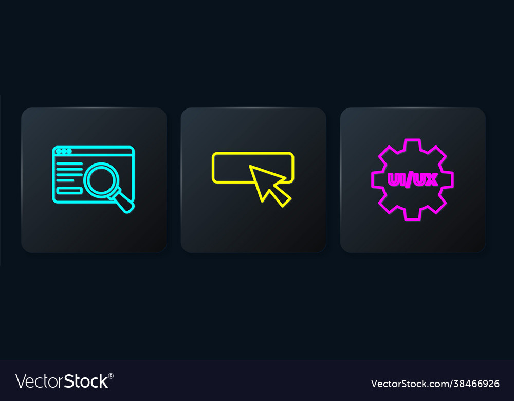 Set line ui or ux design and black square vector image Set line ui or ux design and black square