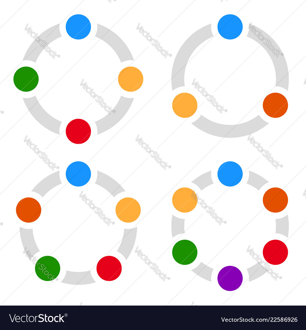 Set of circular charts graphs diagrams 3456 steps