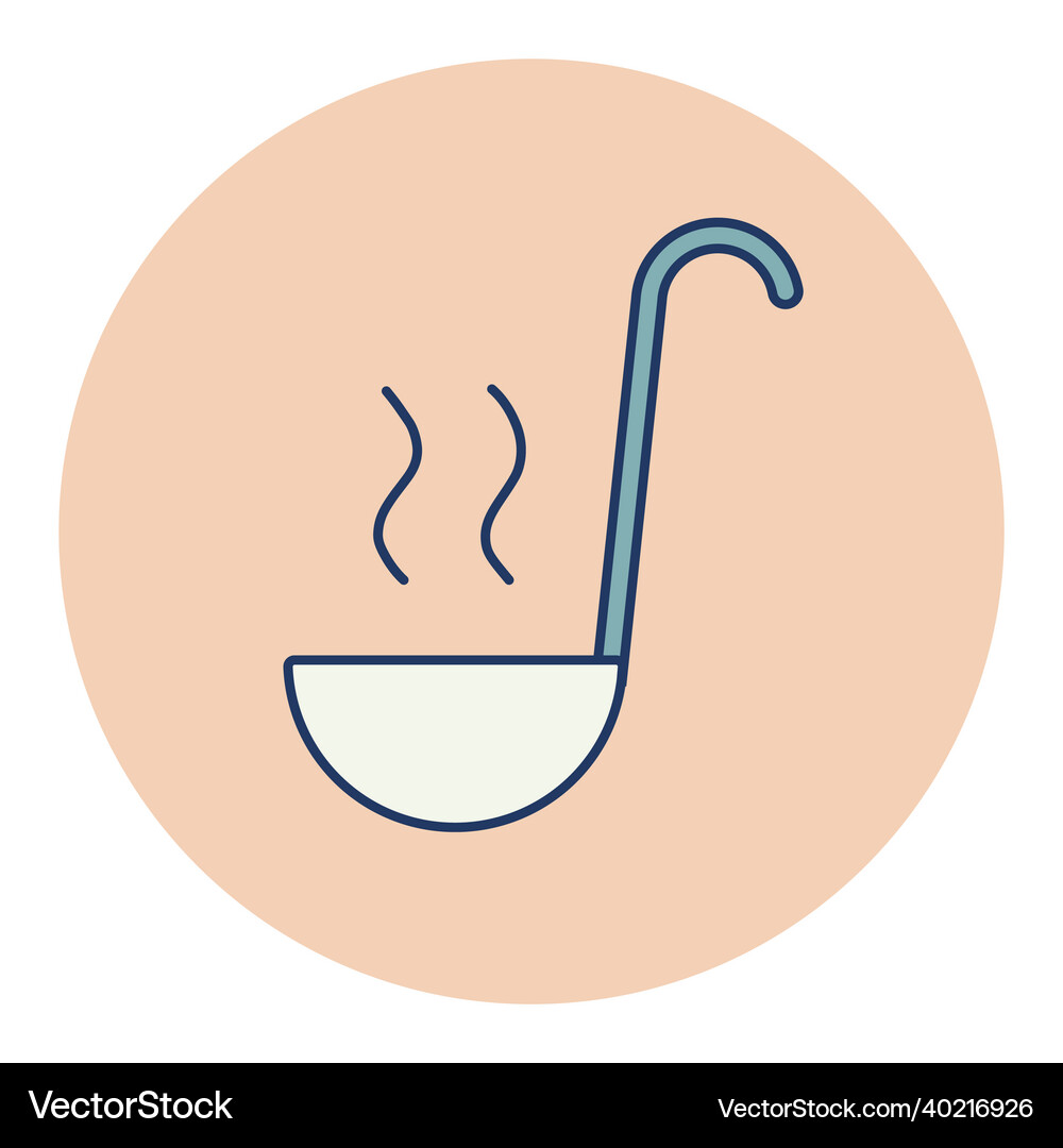 Soup ladle color icon kitchen appliance graph Vector Image