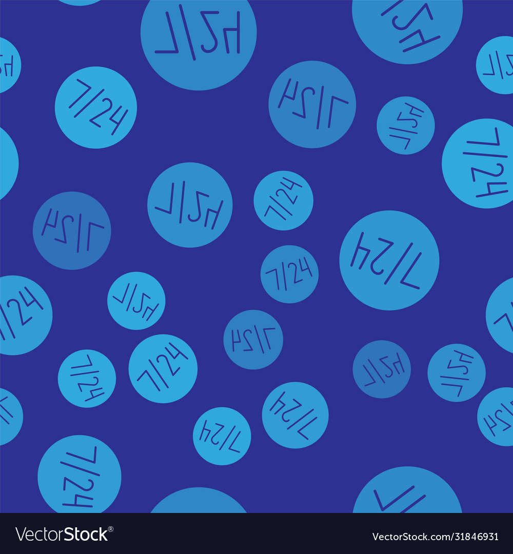 Blue clock 24 hours icon isolated seamless pattern Vector Image Blue clock 24 hours icon isolated seamless pattern