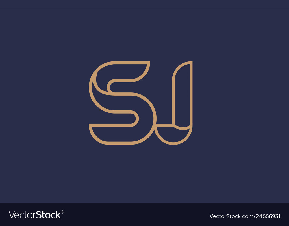 Brown blue line alphabet letter sj s j logo