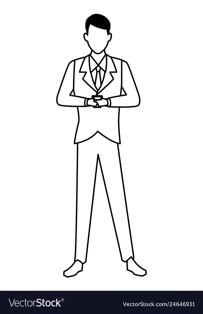 Businessman using smartphone cartoon in black Vector Image