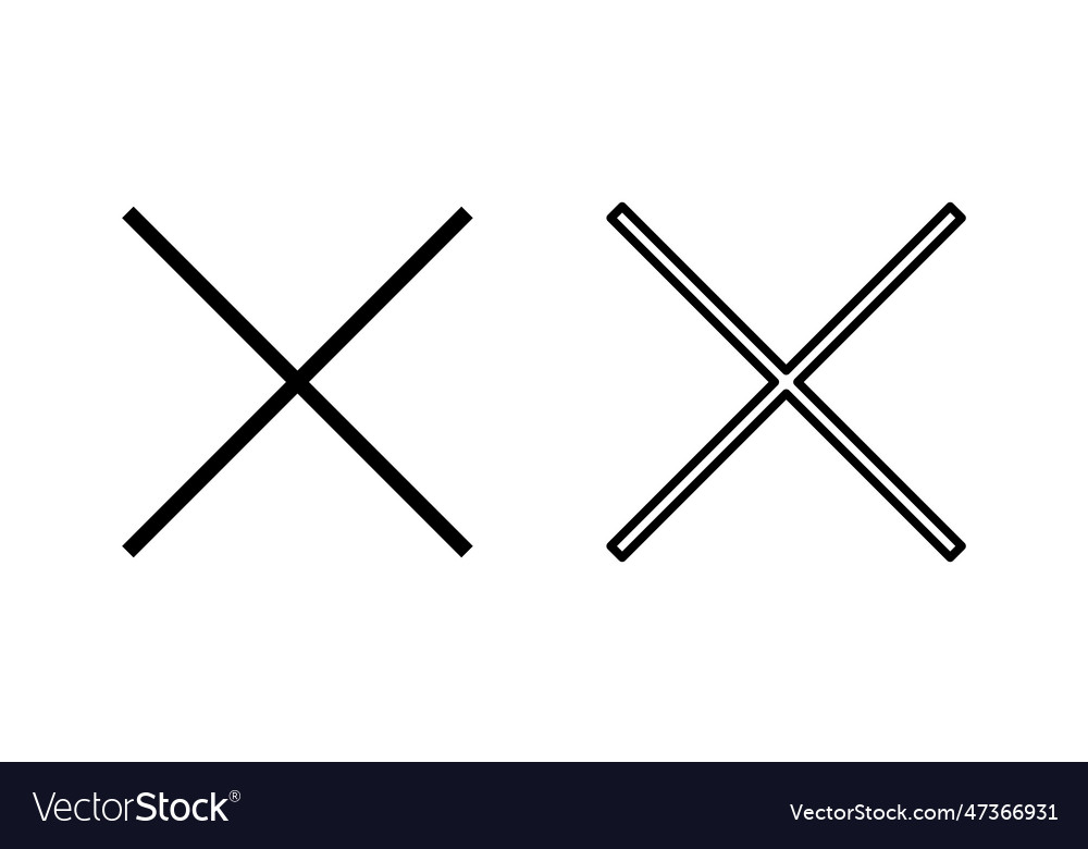 Close icon set delete cross sign vector image Close icon set delete cross sign