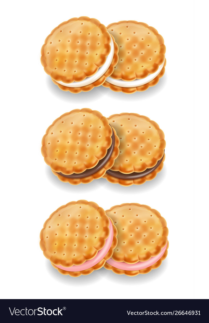 Cookies set realistic product placement Vector Image Cookies set realistic product placement
