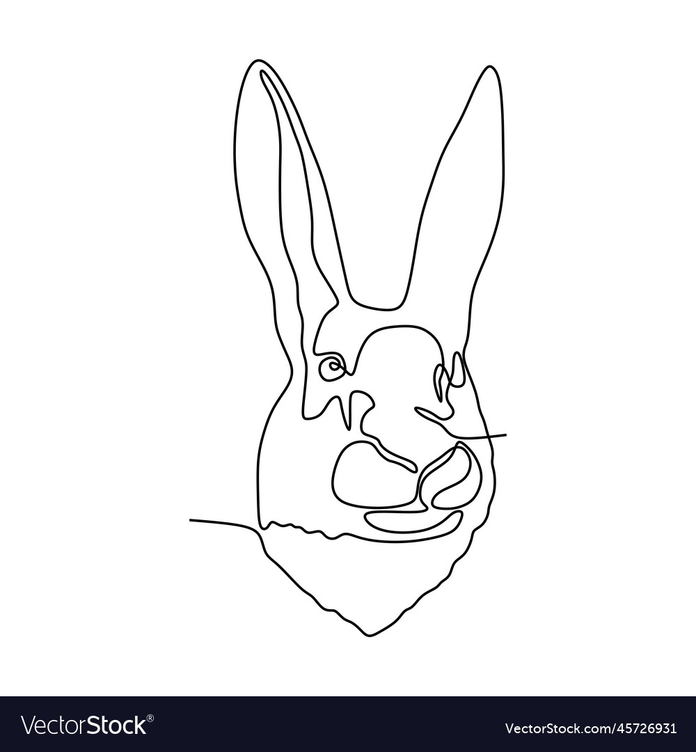 Cute continuous line of rabbit head