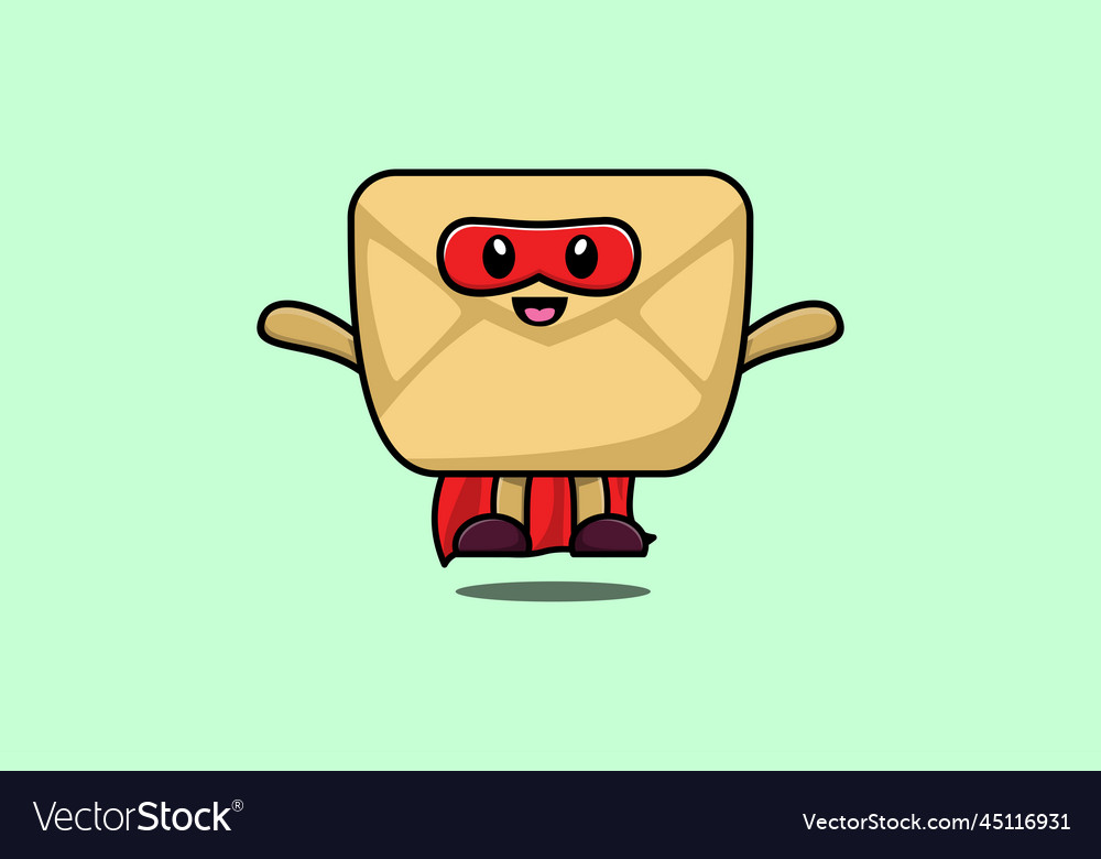 Cute envelope superhero character fly