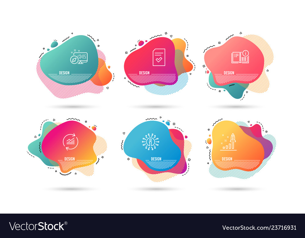 Dynamic liquid shapes set instruction info update vector image Dynamic liquid shapes set instruction info update