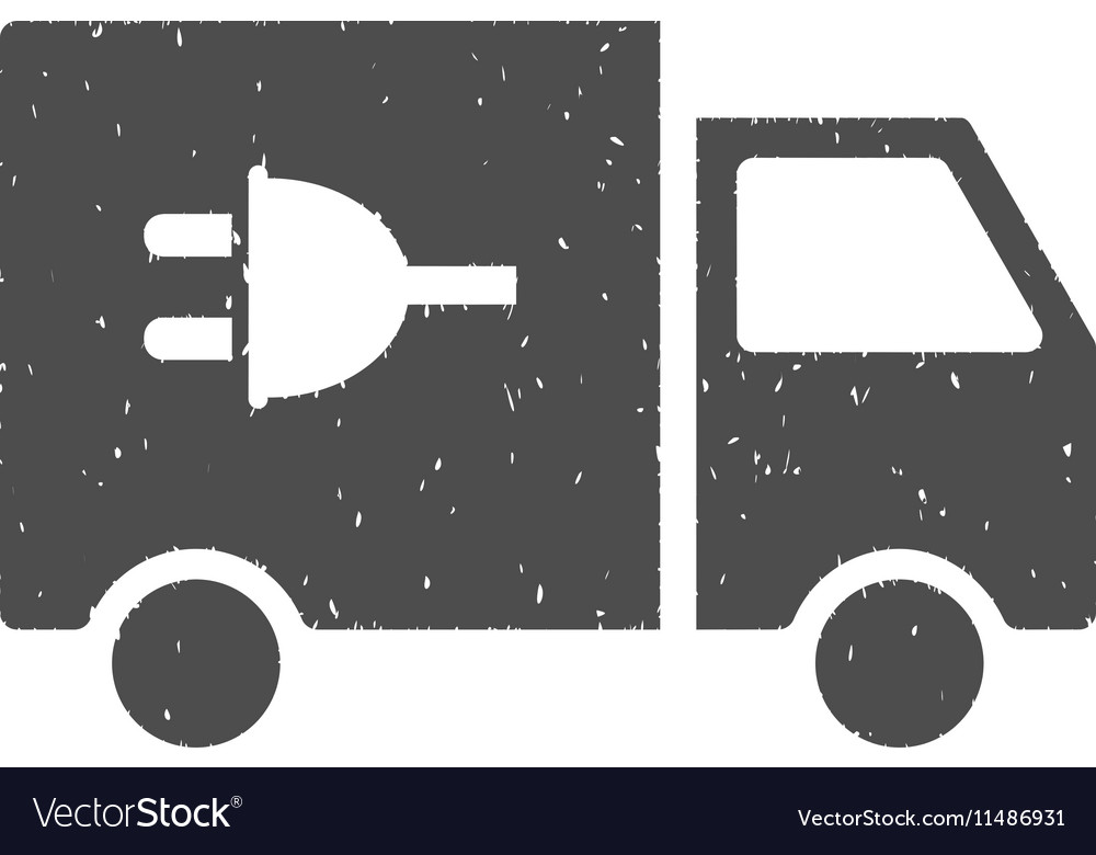 Electric truck icon rubber stamp