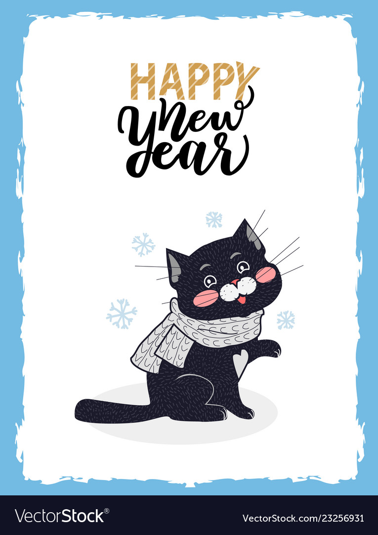 Festive New Year Kitten Postcard